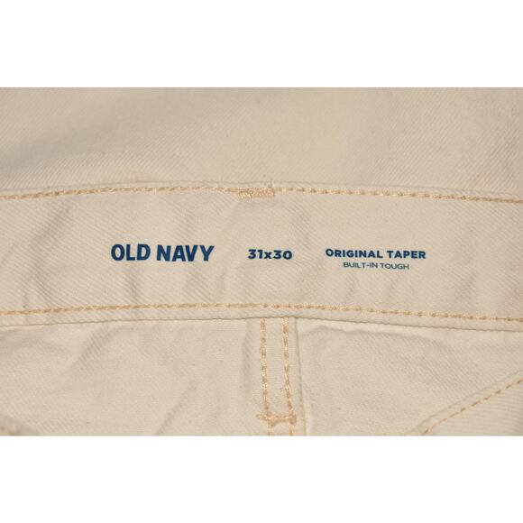 OLD NAVY NEW $55‎ Original Taper Off-White Denim Jean Built-In Tough Men's 31 - Picture 3 of 3